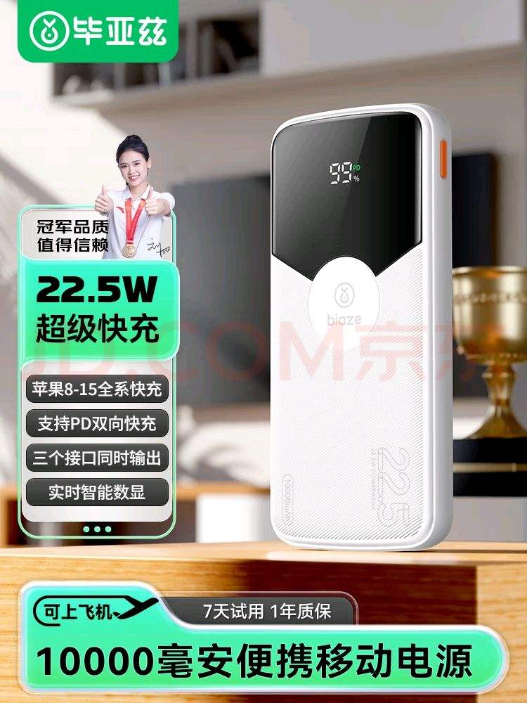 ������ ��籦10000����ʱ22.5W�������20Wƻ��PD����18W�������ƶ���Դ֧��ƻ��16��׿��ΪС�� YD17���Ż�֤��