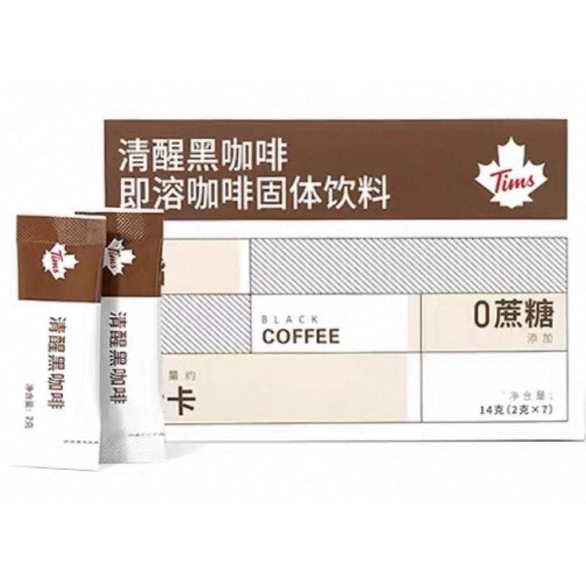 再降价：Tims 黑咖啡 2g*7杯*4件 多款可选 0脂0添加蔗糖