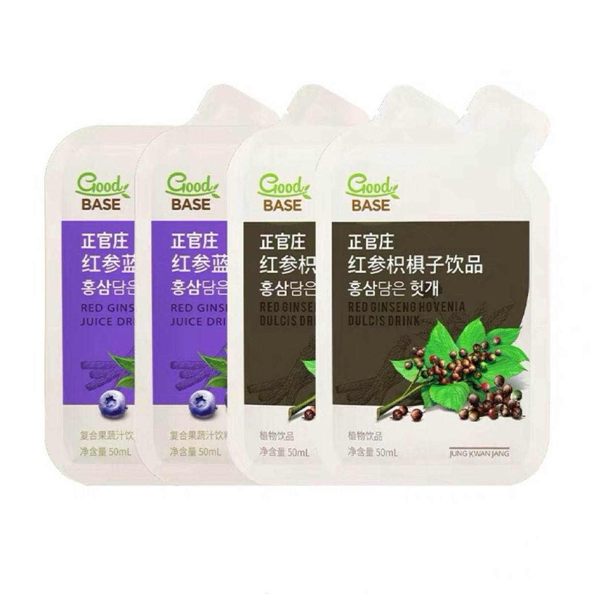 临期：正官庄 红参蓝莓50ml*2袋+枳椇子饮50ml*2袋（25/12）