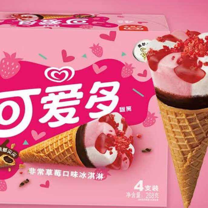 plus会员：梦龙 可爱多甜筒草莓口味 冰淇淋67g*4 *5件