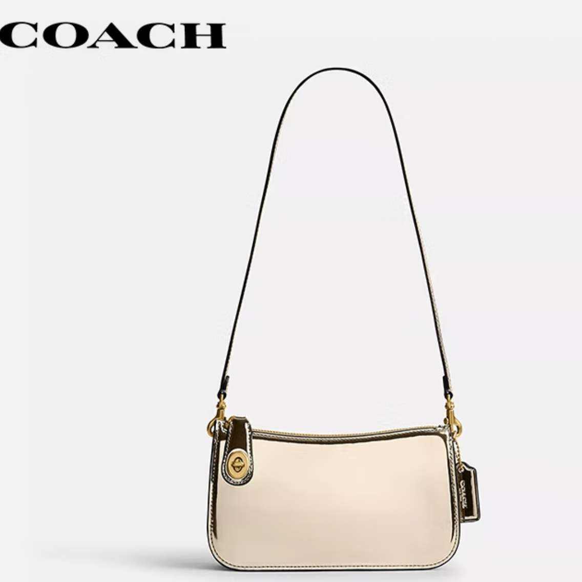 PLUS会员：COACH 蔻驰 女士小号单肩斜挎包小包白色皮革CM537B4GD-FW