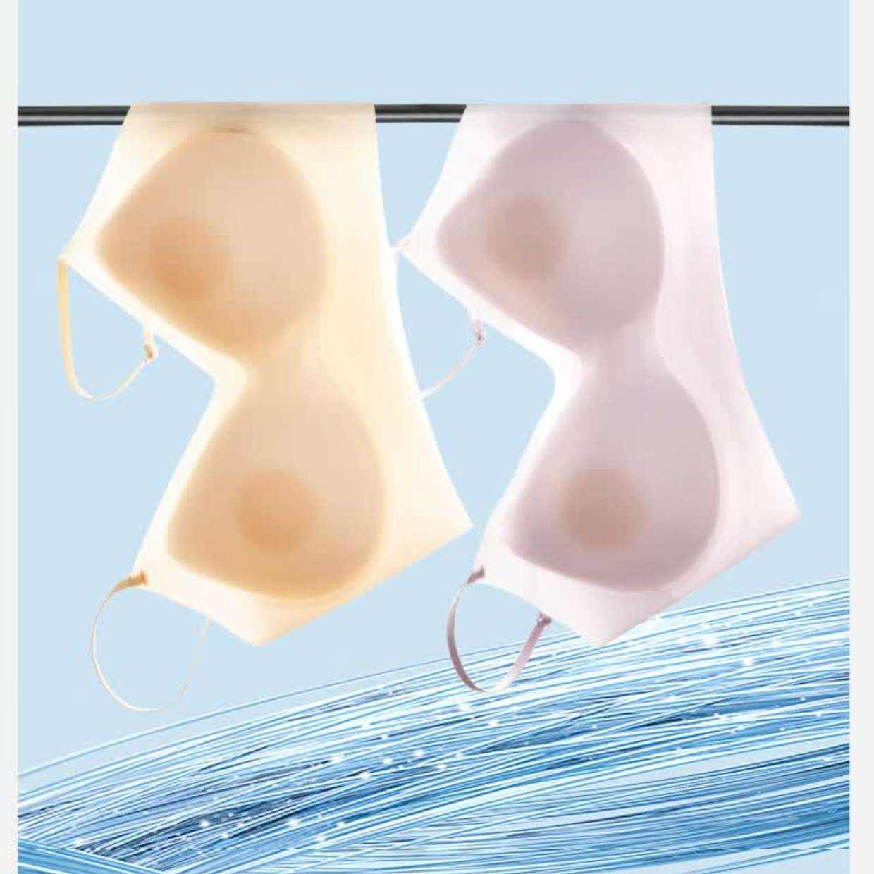 氧心 内衣女夏季 无痕聚拢文胸 香槟+浅紫 两件装