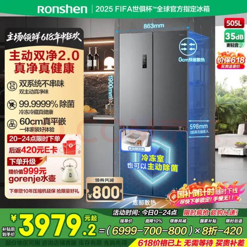 505˫˫ϵͳʮĿųǶʽƱһЧ˪ BCD-505P60CZMADҹҲ3936.8Ԫȯµ440E4376.8-440=3936.8