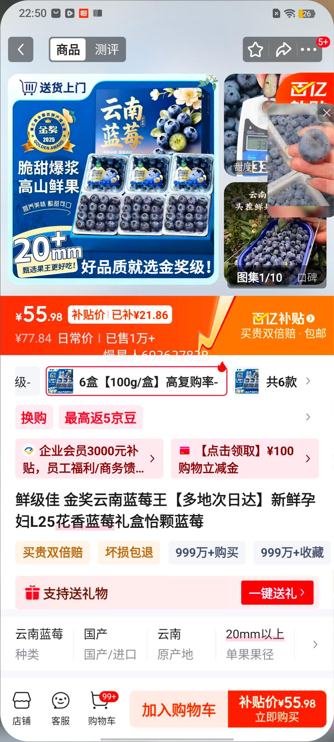 �ʼ��� ��������ݮ�� L25������ݮ��� 6��100g/�е���18-20mm+�Ż�֤��