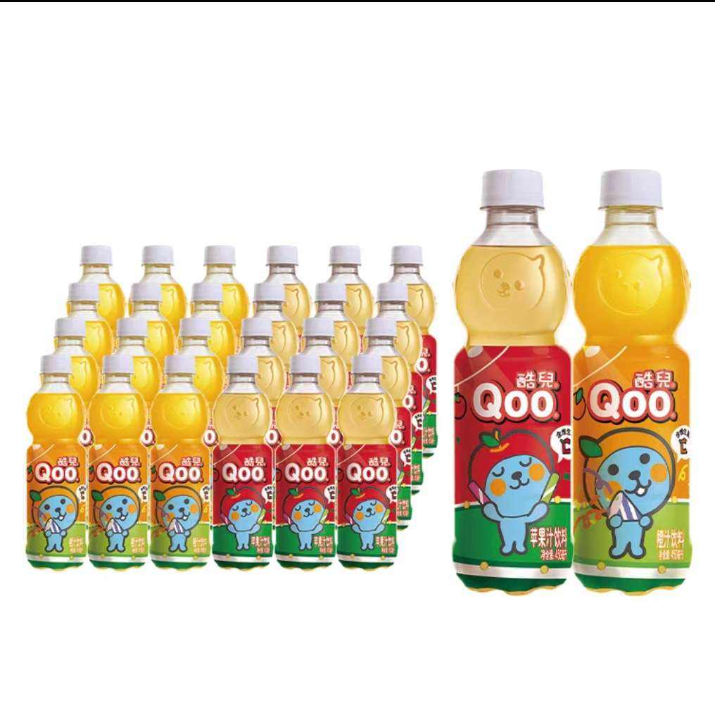 ��֭Դ��� Qoo��֭/��ζ����450ml*12ƿ*2�䣨��֭+ƻ��֭�� 46.04Ԫ24ƿ��1.92Ԫ/ƿ