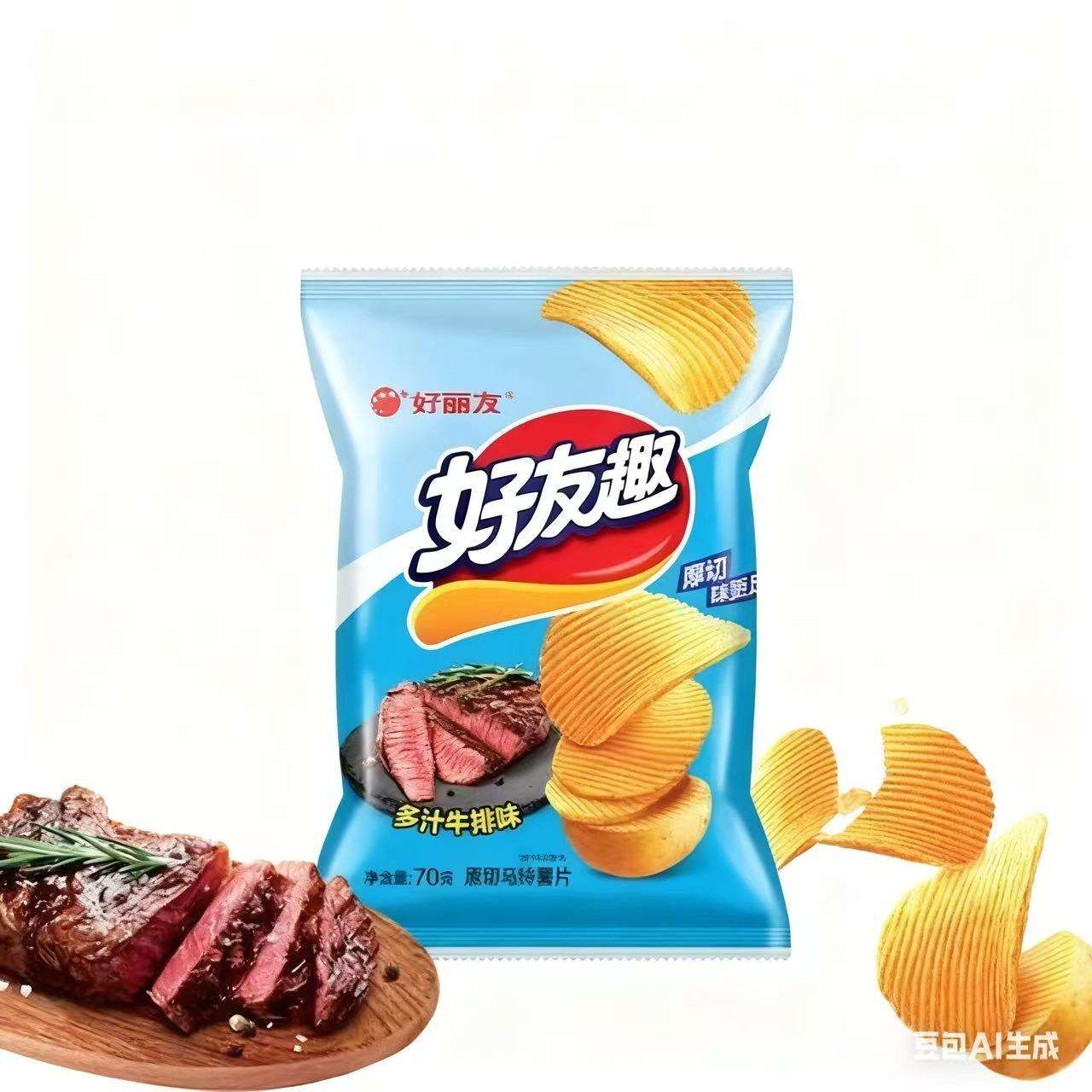 好丽友 多汁牛排味 好友趣70g*任选8袋(赠杨生记清水煮蛋*1) 合3元/件（任选8件，共24元）