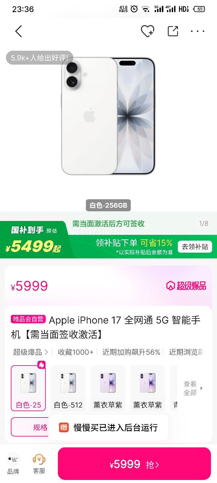 Apple iPhone 17 ȫ��ͨ 5G �����ֻ� �赱��ǩ�ռ����Ż�֤��