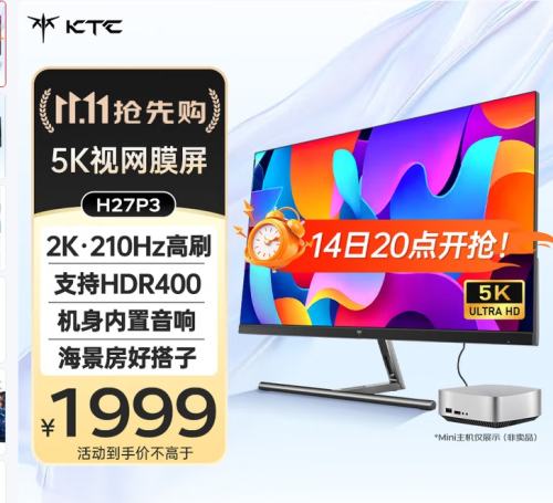 20㣺KTC H27P3 27ӢIPSʾ5K/60Hz2K/210Hz99%DCI-P365W Type-CŻ֤