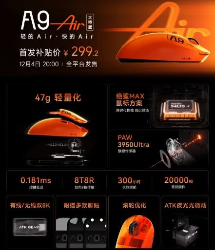 ATK A9 Air ʦ 47g ᱡ 299.2 Ԫ 12  4 տŻ֤