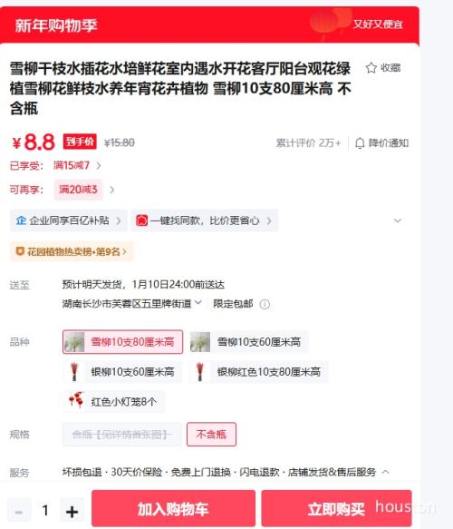 ������ ѩ����֦ˮ�廨 10֧ 80cm�Ż�֤��