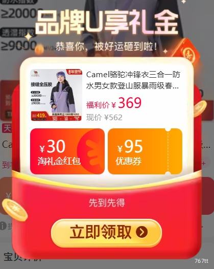 88VIP���콵���Camel ���� ���������һ 2���� ��ˮ��ɽ�� ���꼶  �������� ��Ů���Ż�֤��